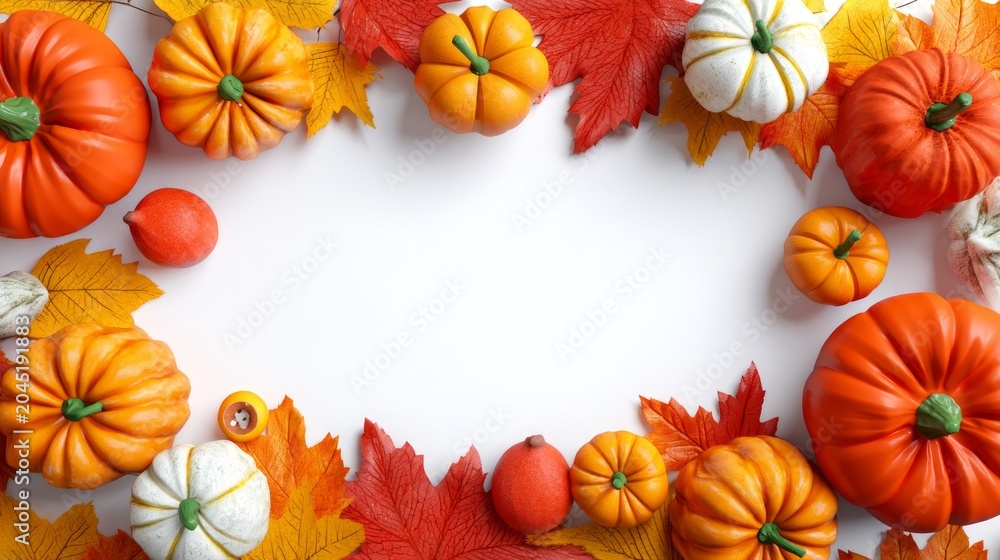 Fototapeta premium Ornate Gothic Halloween View with Dark Pumpkins and Leaves Display