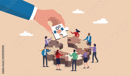 Cuadro en lienzo Build your team, leadership to develop teamwork or business partner, cooperate o