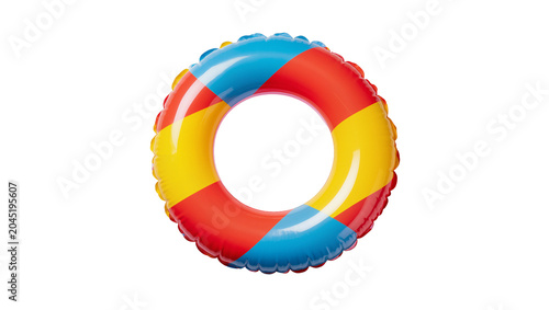 Fotografie Isolated vibrant colorful striped inflatable swim ring for summer beach and pool