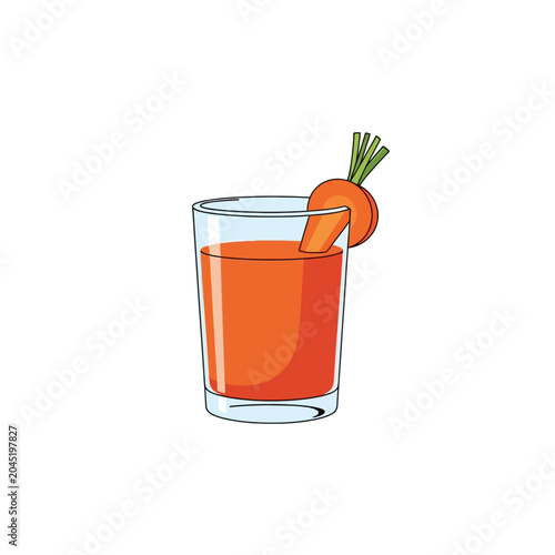 Refreshing Carrot Juice in Clear Glass with Garnish.