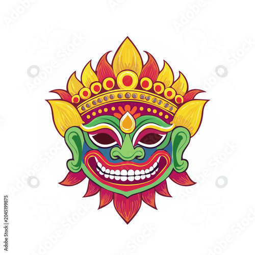Colorful traditional mask with a fierce expression