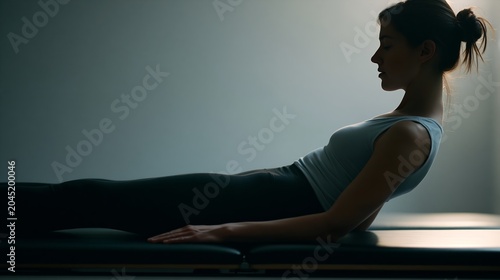 Person performing abdominal workout in low light