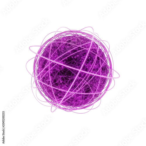 Vibrant purple energy sphere with glowing orbit lines
