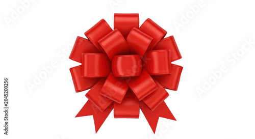 Vibrant red holiday bow with glossy finish