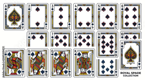 Bild auf Leinwand Royal Spade Playing Cards Collection - Ace to King