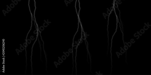Bild auf Leinwand Lightning strikes on black background, electric storm and thunderstorm, gray abs