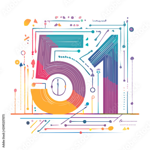 Abstract Number 51 with Geometric Technology Design