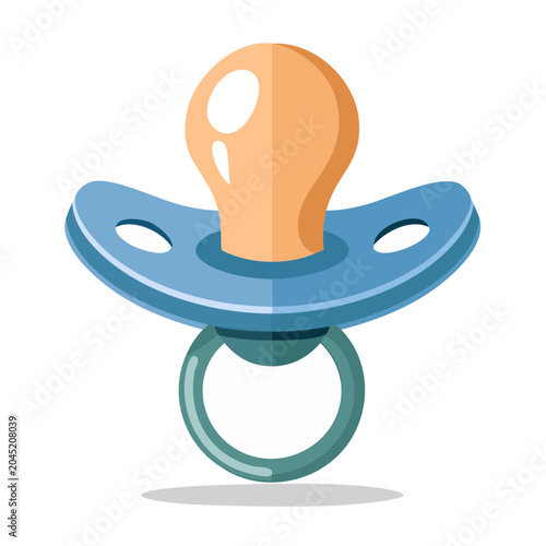 Flat design illustration of a blue pacifier