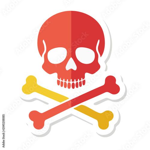 Flat design skull and crossbones icon