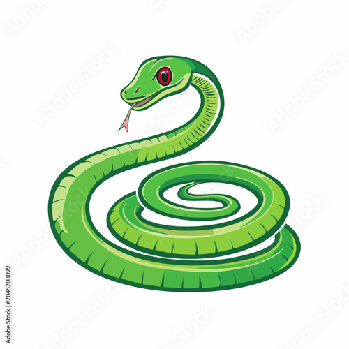 Green Cartoon Snake Illustration