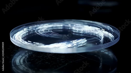 Glass lens on black.
