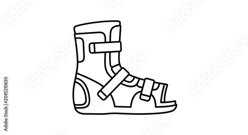 Medical walking boot for foot injury, broken bone, or sprain, orthopedic boot icon