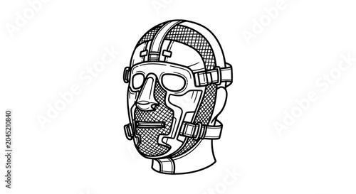 Retro Futuristic Protective Face Mask with Straps and Mesh Detail