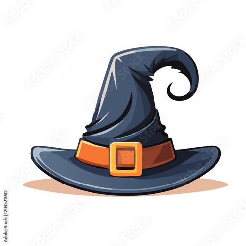 Cartoon witch hat with orange buckle