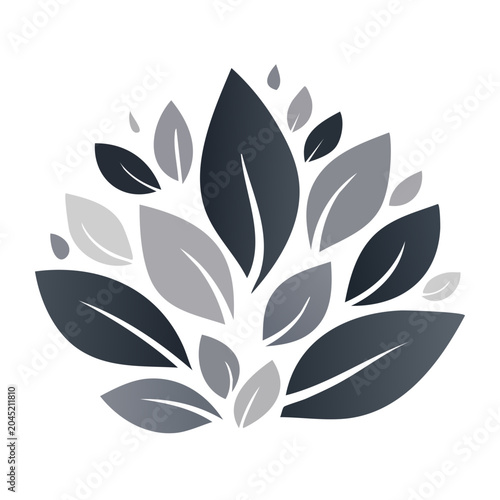Stylized leaf pattern icon in shades of gray