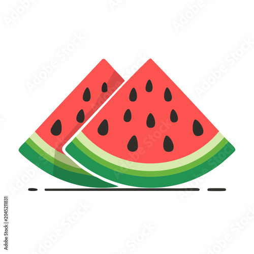 Two slices of watermelon in flat design style