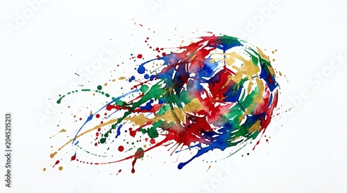 Vibrant Soccer Ball Paint Splash Effect.