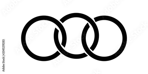 Abstract shape for branding, logotype design. Three circles in chain, triple infinity. Three Circle Logo.