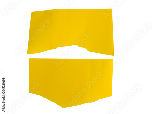 Fotografía Two yellow paper sheets with torn edges