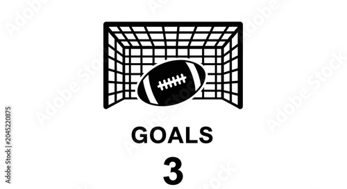 American football goalpost with ball graphic.
