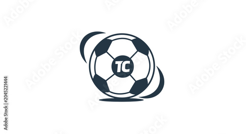 Soccer ball with TC initials logo design.
