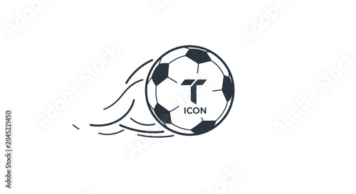 Soccer ball with T icon and motion lines.