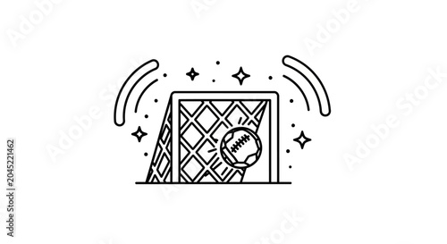 Soccer Goal with Ball and Stars Icon.