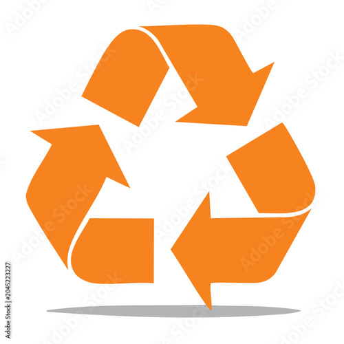 Orange recycle symbol on white background