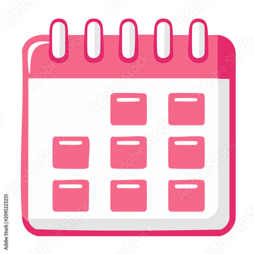 Pink calendar icon with blank squares