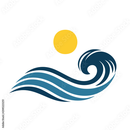 Stylized wave and sun icon