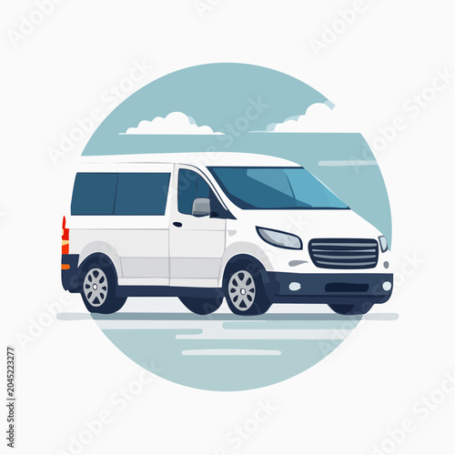 White Minivan Illustration