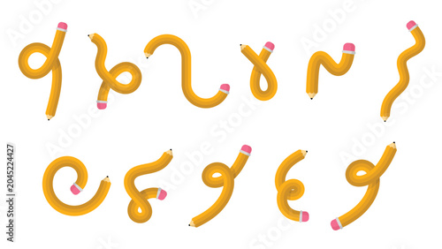 Creative flexible pencil stroke shape illustration for back to school concept