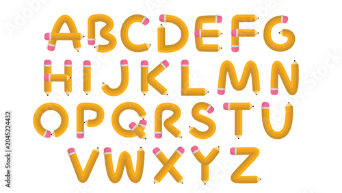 Pencil alphabet letters collection for education typography design