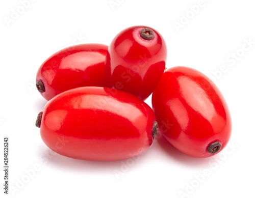 Ultra-realistic studio of fresh barberry berries in a white background, white bowl