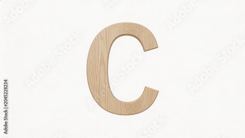 Wooden letter C on white background