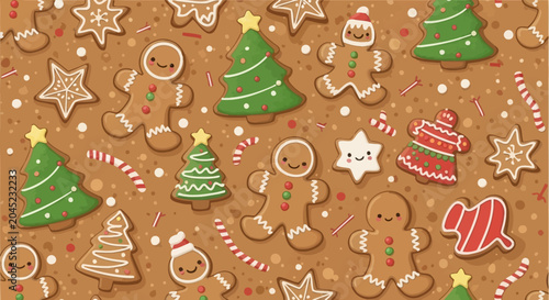 Obraz na płótnie Charming collection of festive gingerbread cookies and candy canes