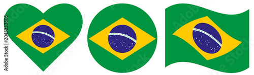 Cuadro en lienzo Brazil flags set