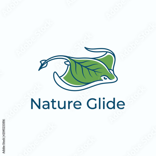 Nature Glide Leaf Shaped Surfboard Floating on Green Leaf Illustration