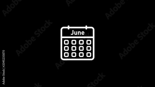Minimalist digital calendar display june month view with date grid and navigation buttons