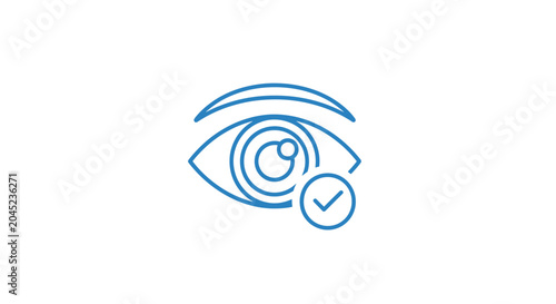 Photography Blue eye with check mark symbol.