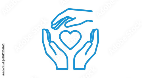 Billede på lærred Hands cradling heart symbol representing care and compassion.