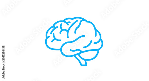 Brain Illustration in Blue Color.