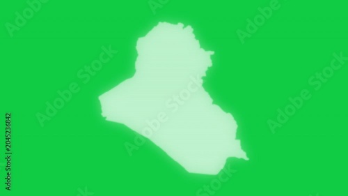 Iraq VHS old screen effect map pop animation green background