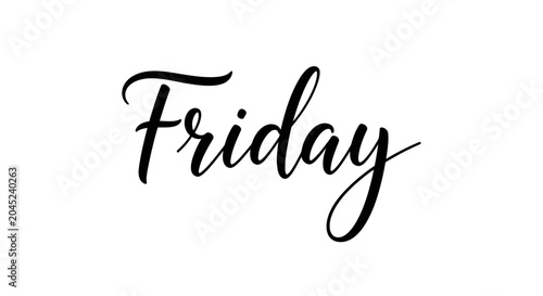 Foto Elegant hand-lettered 'Friday' typography, capturing the joyous anticipation of