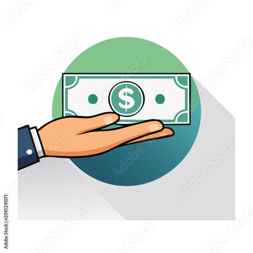 Hand holding a dollar bill with a dollar sign