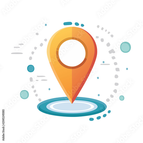 Flat design location pin icon with abstract elements