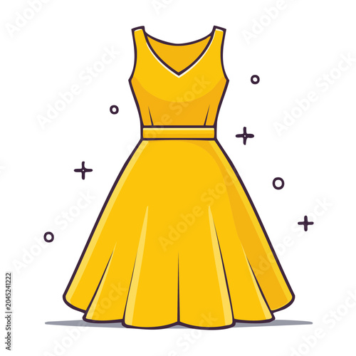 Yellow sleeveless dress with flared skirt