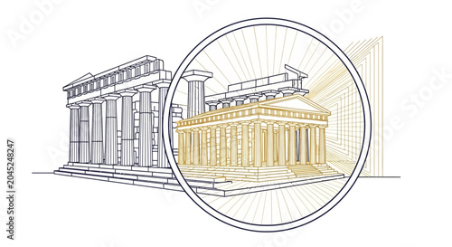 Fotografía Parthenon Temple Architectural Vector Illustration