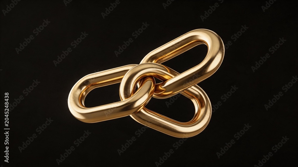 Naklejka premium Golden chain links on black background