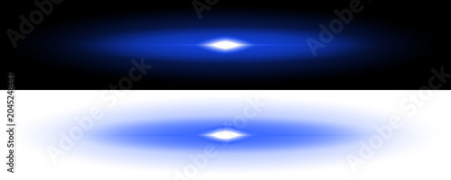 Cuadro en lienzo Abstract Blue Glowing Discs and Light Flares on Black Background for Futuristic